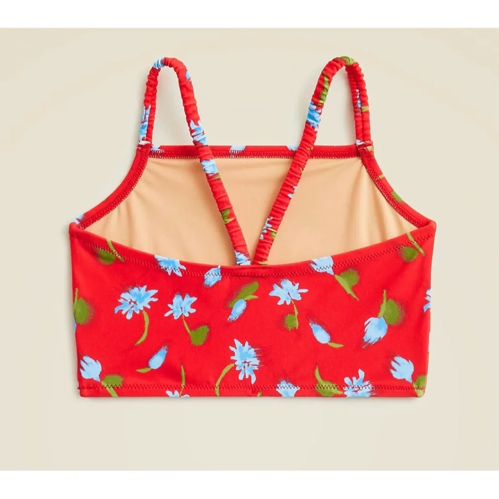 NWT J. Crew Crewcuts Girls' Ruched-strap Bathing Swimsuit Red Multi